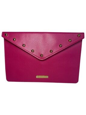Juicy Couture NWOT Dark Pink Faux Leather Studded Envelope Clutch